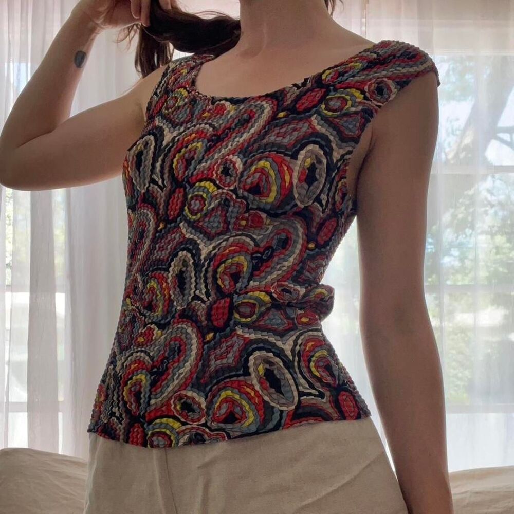 Vintage Printed Popcorn Tank Top